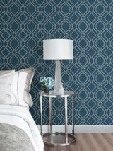Advantage Frege Blue Trellis Wallpaper