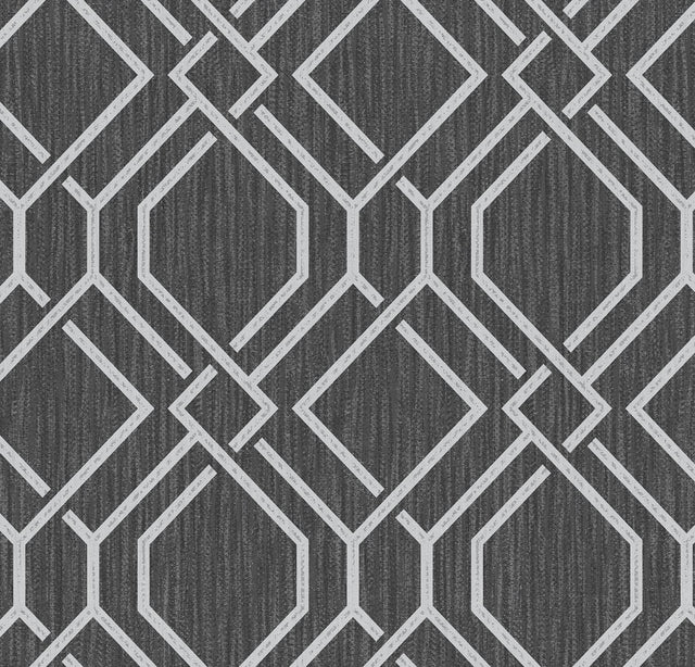 Advantage Frege Charcoal Trellis Wallpaper