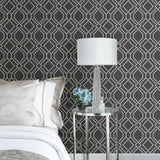 Advantage Frege Charcoal Trellis Wallpaper