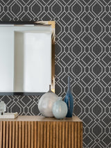 Advantage Frege Charcoal Trellis Wallpaper