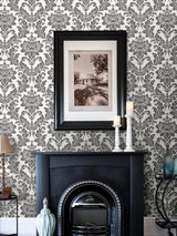 Advantage Galois Black Damask Wallpaper