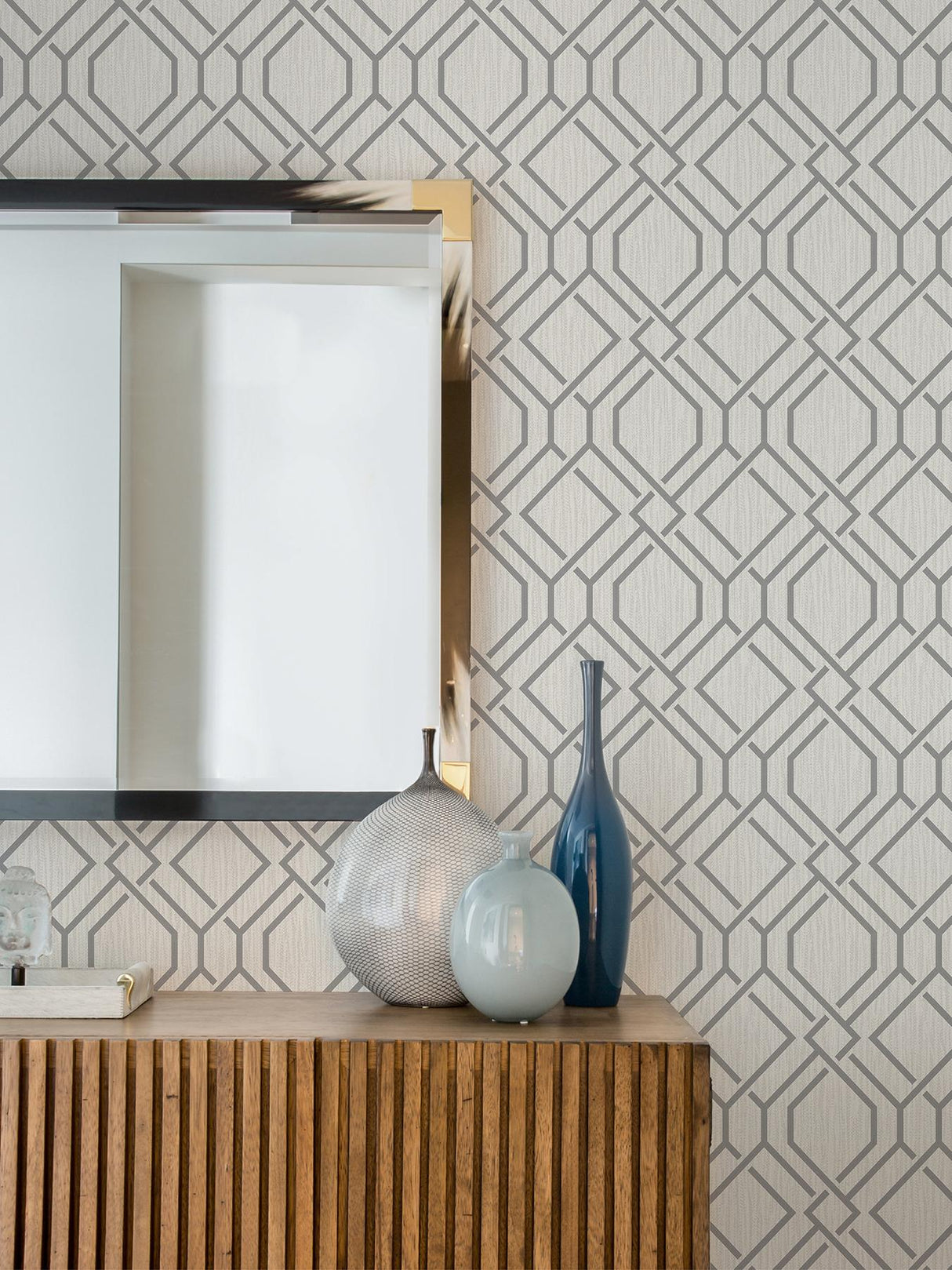 Advantage Frege Grey Trellis Wallpaper