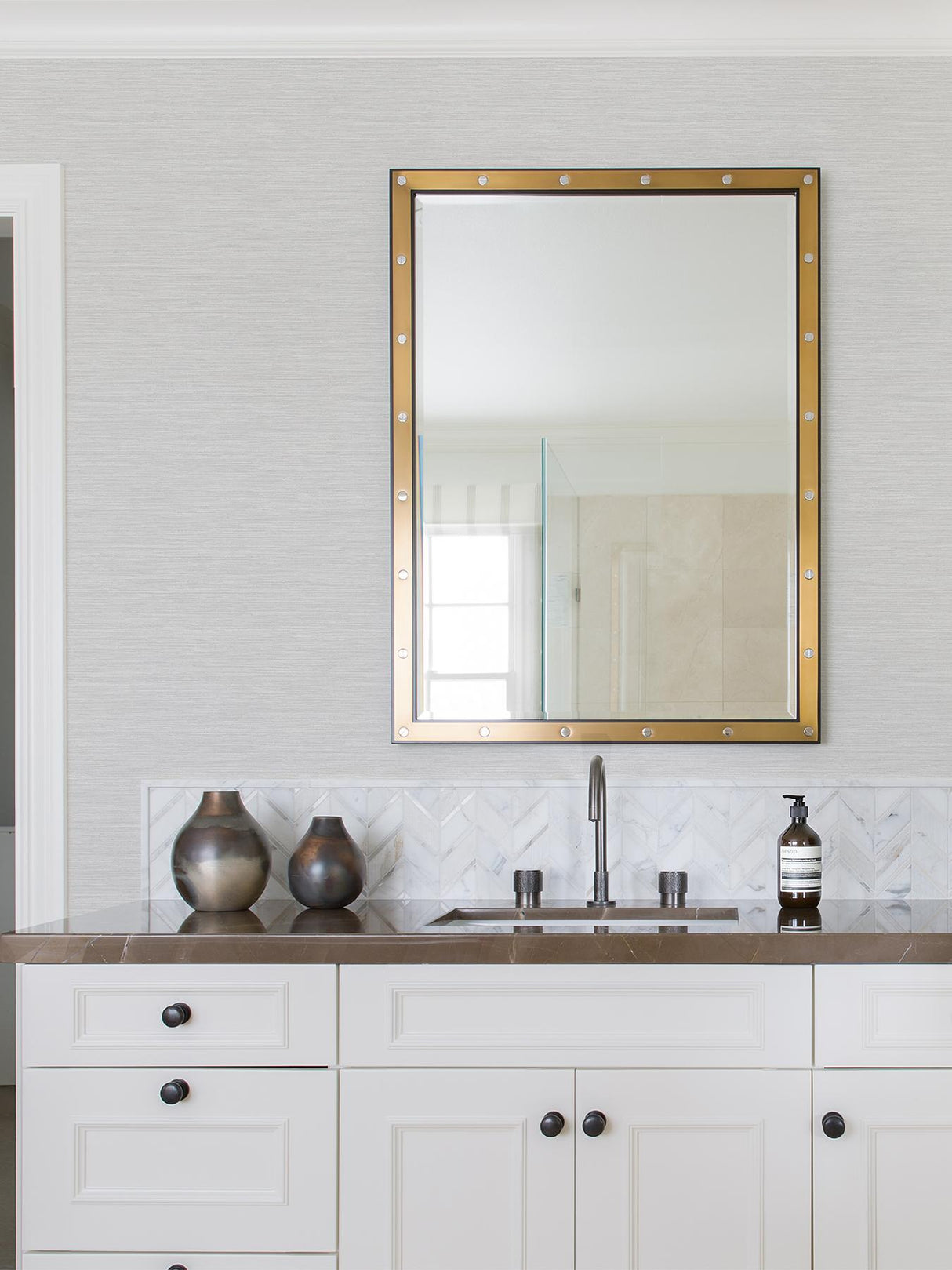Advantage Cantor Light Grey Faux Grasscloth Wallpaper