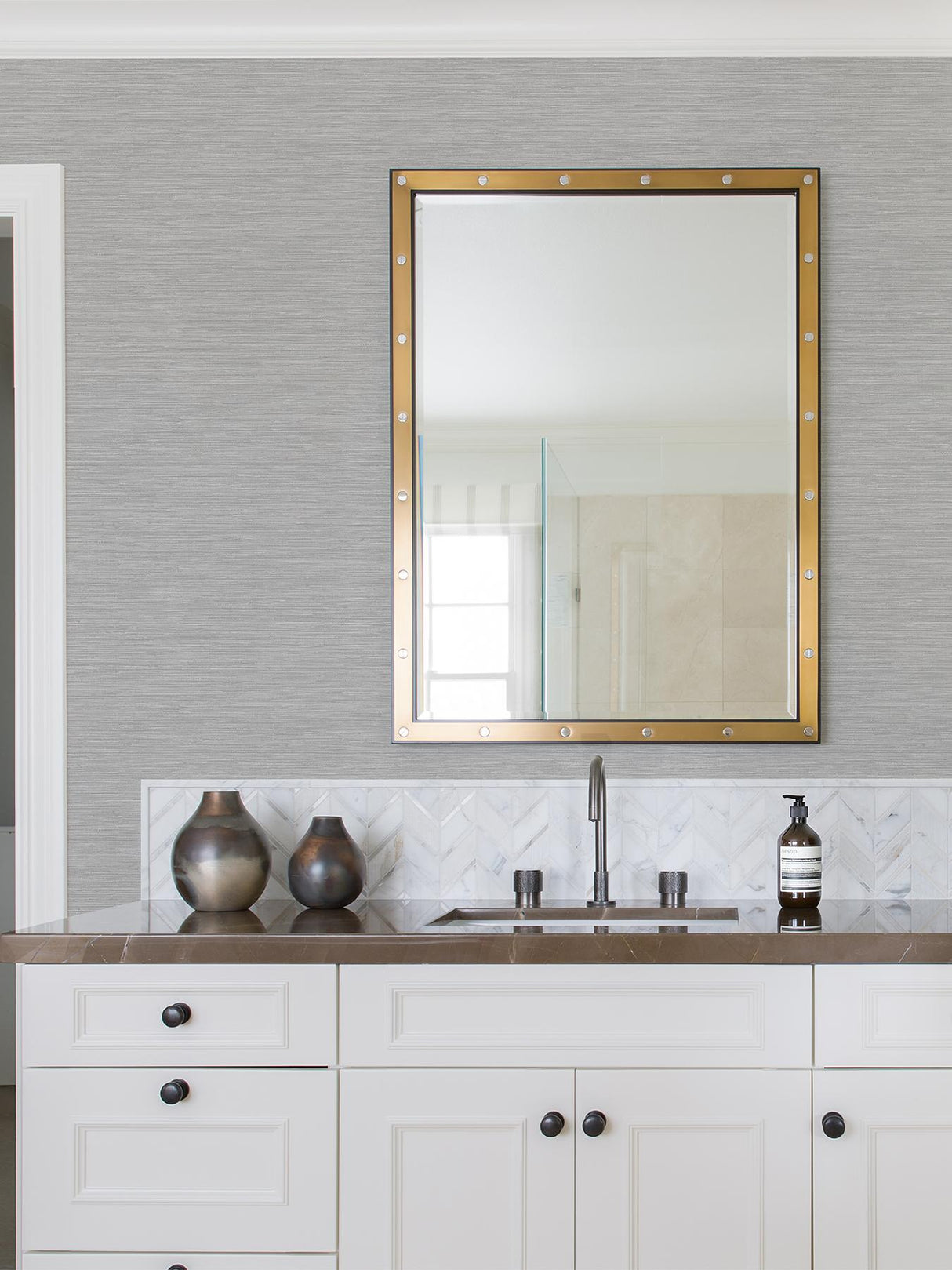 Advantage Cantor Grey Faux Grasscloth Wallpaper