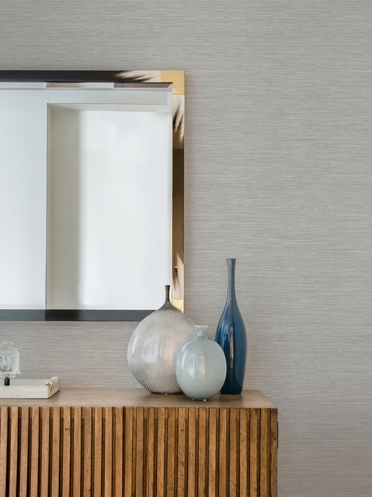 Advantage Cantor Grey Faux Grasscloth Wallpaper
