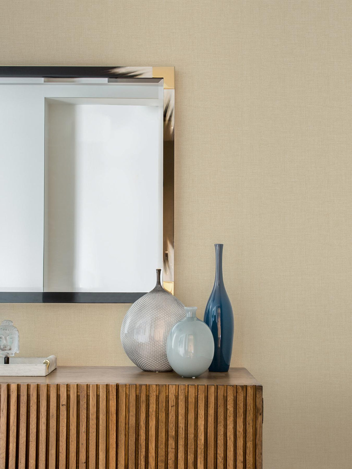 Advantage Wallis Beige Faux Linen Wallpaper