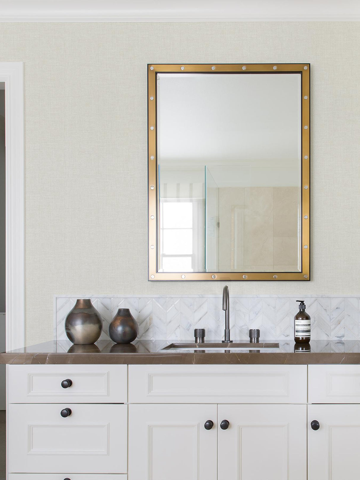 Advantage Wallis Off-White Faux Linen Wallpaper