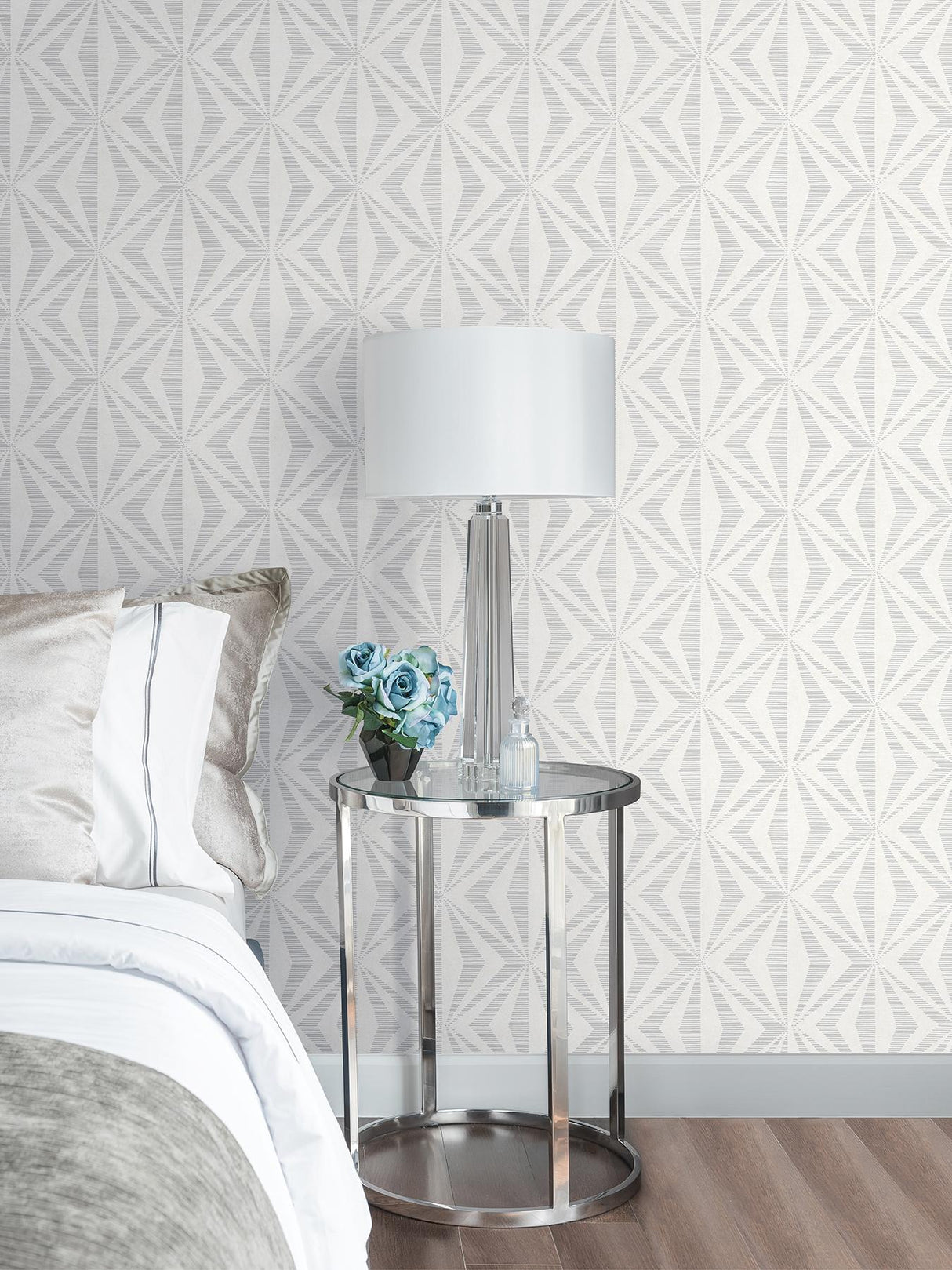 Advantage Monge Silver Geometric Wallpaper