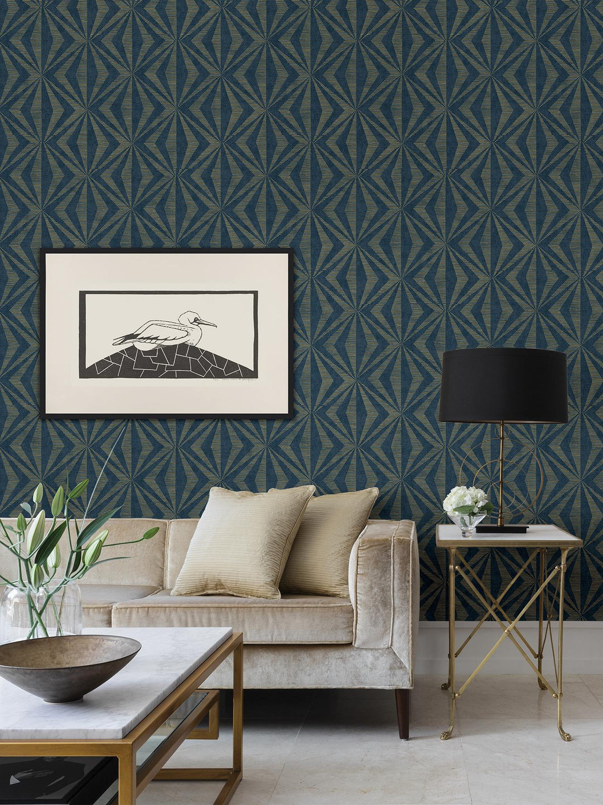 Advantage Monge Blue Geometric Wallpaper