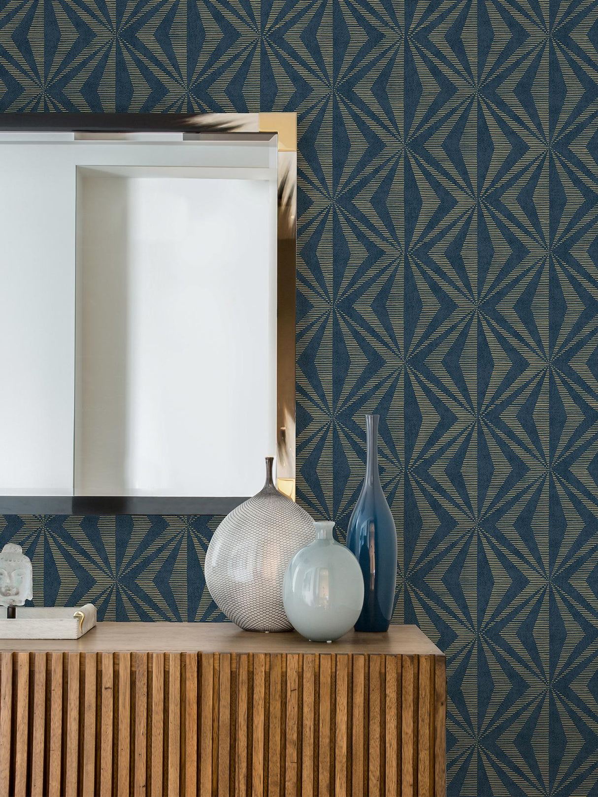 Advantage Monge Blue Geometric Wallpaper