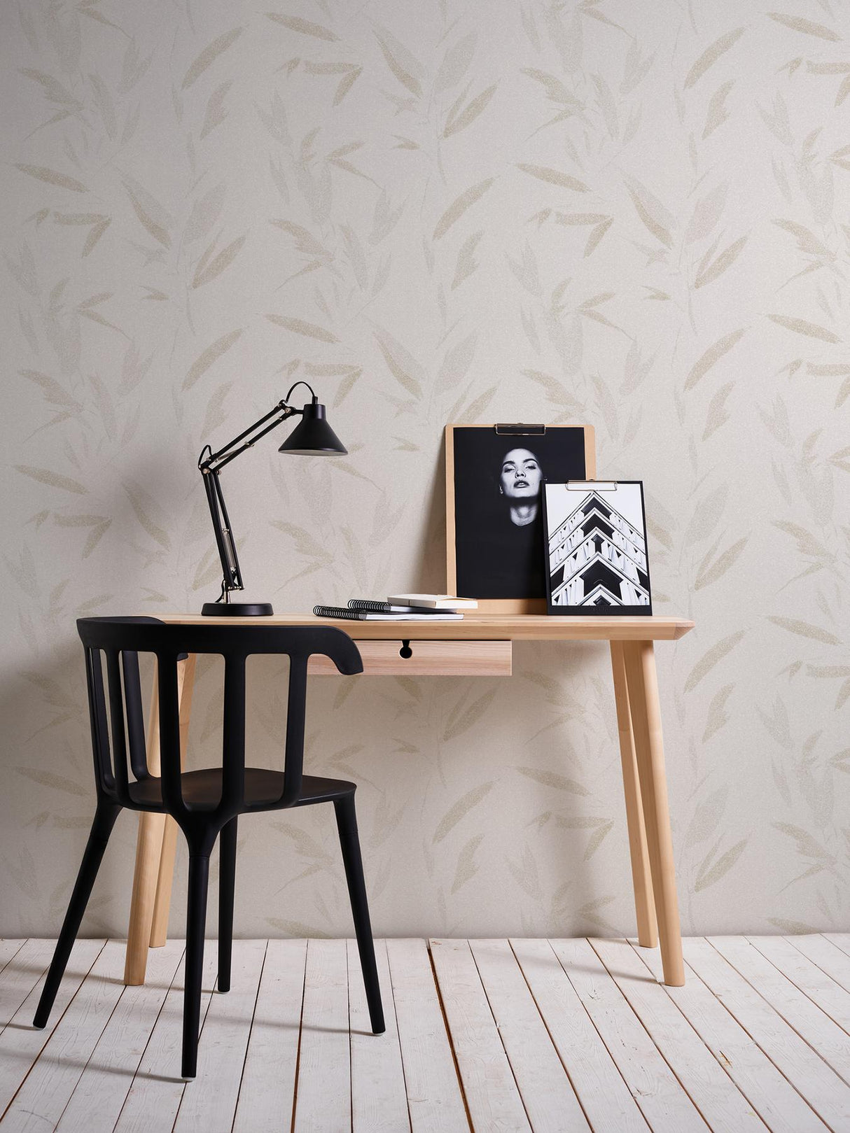 Advantage Kaiya Cream Leaves Wallpaper