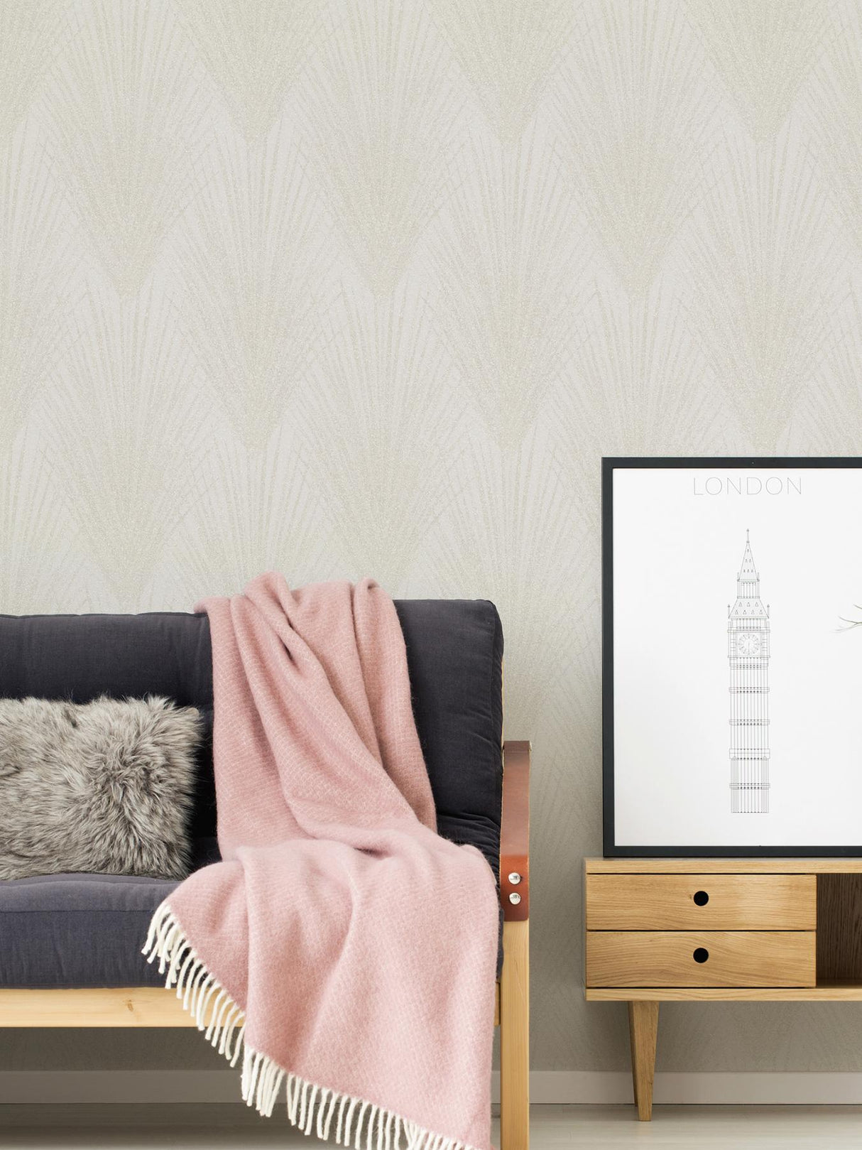 Advantage Keina Taupe Fronds Wallpaper
