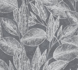 Advantage Suki Grey Leaves Wallpaper