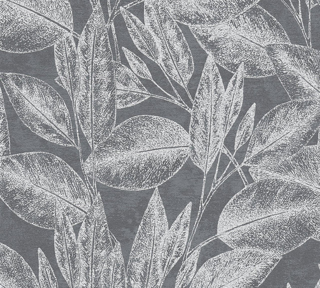 Advantage Suki Grey Leaves Wallpaper