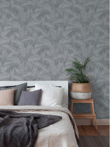 Advantage Suki Grey Leaves Wallpaper