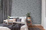 Advantage Suki Grey Leaves Wallpaper