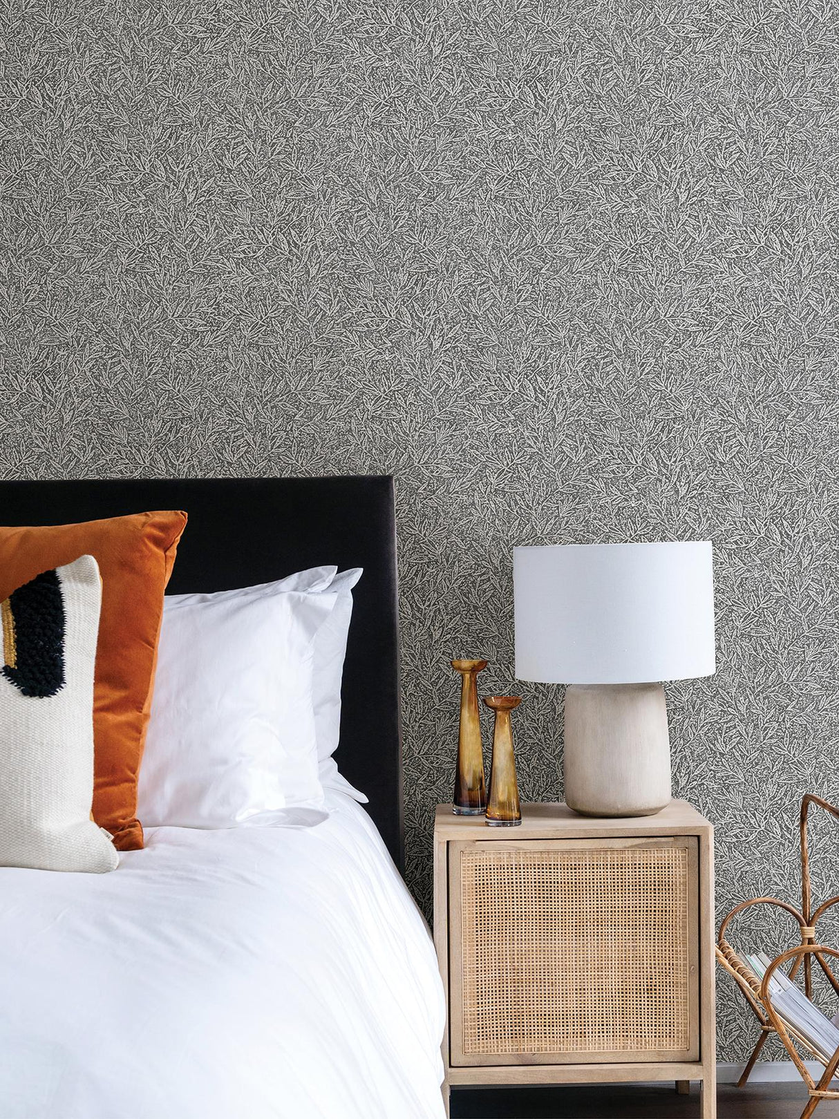 Advantage Sayuri Charcoal Leaf Trail Wallpaper