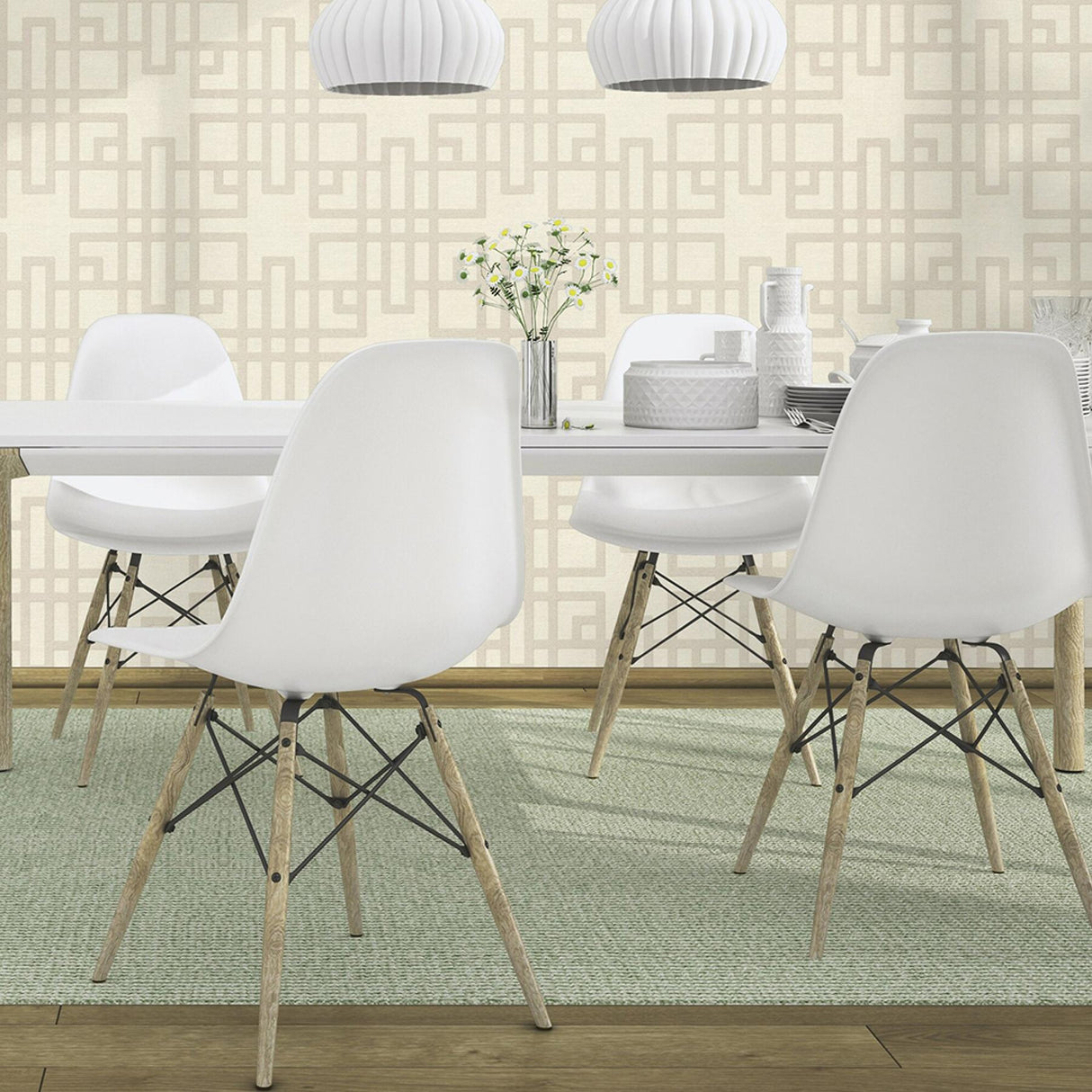 Advantage Mana White Trellis Wallpaper