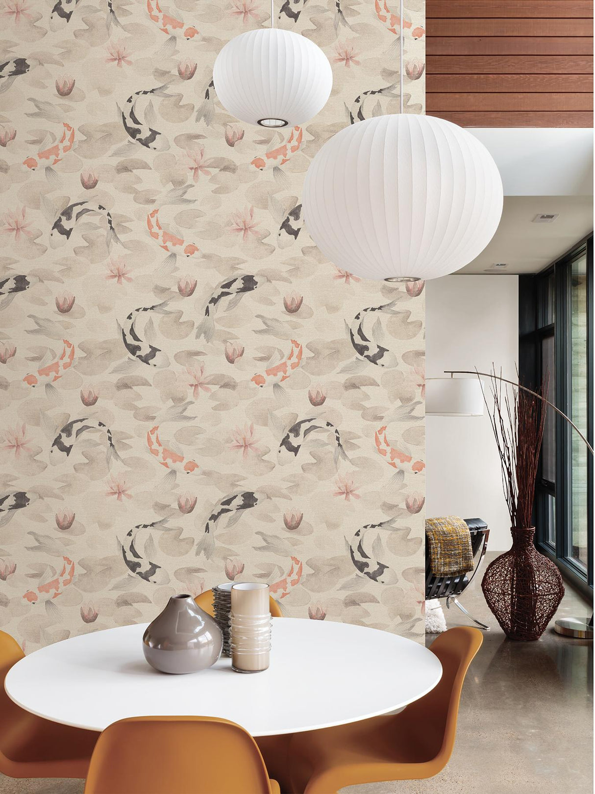 Advantage Nobu Beige Koi Fish Wallpaper