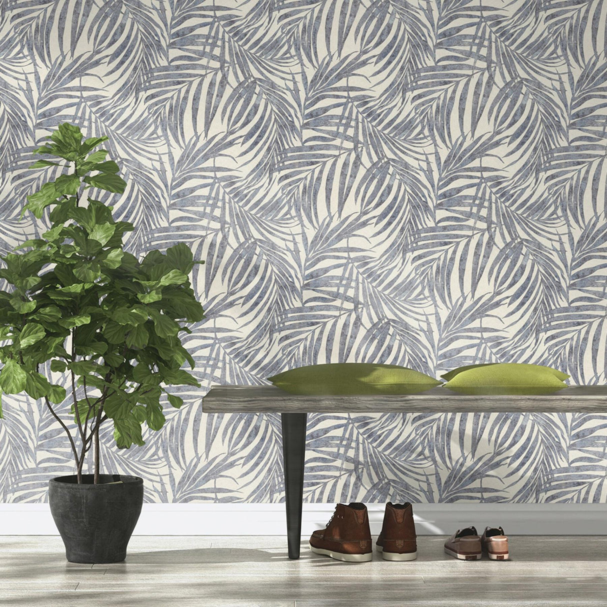 Advantage Anzu Slate Frond Wallpaper