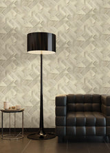 Advantage Cassian Taupe Wood Geo Wallpaper