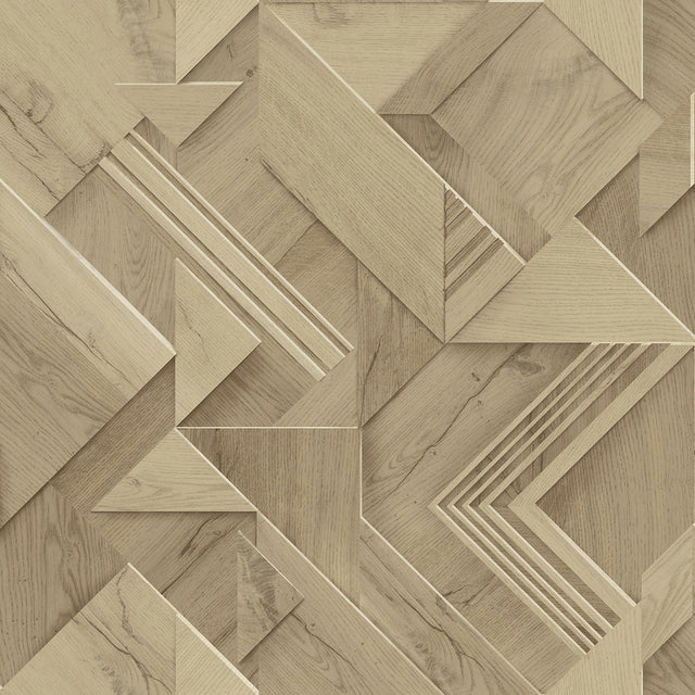 Advantage Cassian Light Brown Wood Geometric Wallpaper