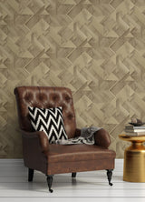 Advantage Cassian Light Brown Wood Geometric Wallpaper