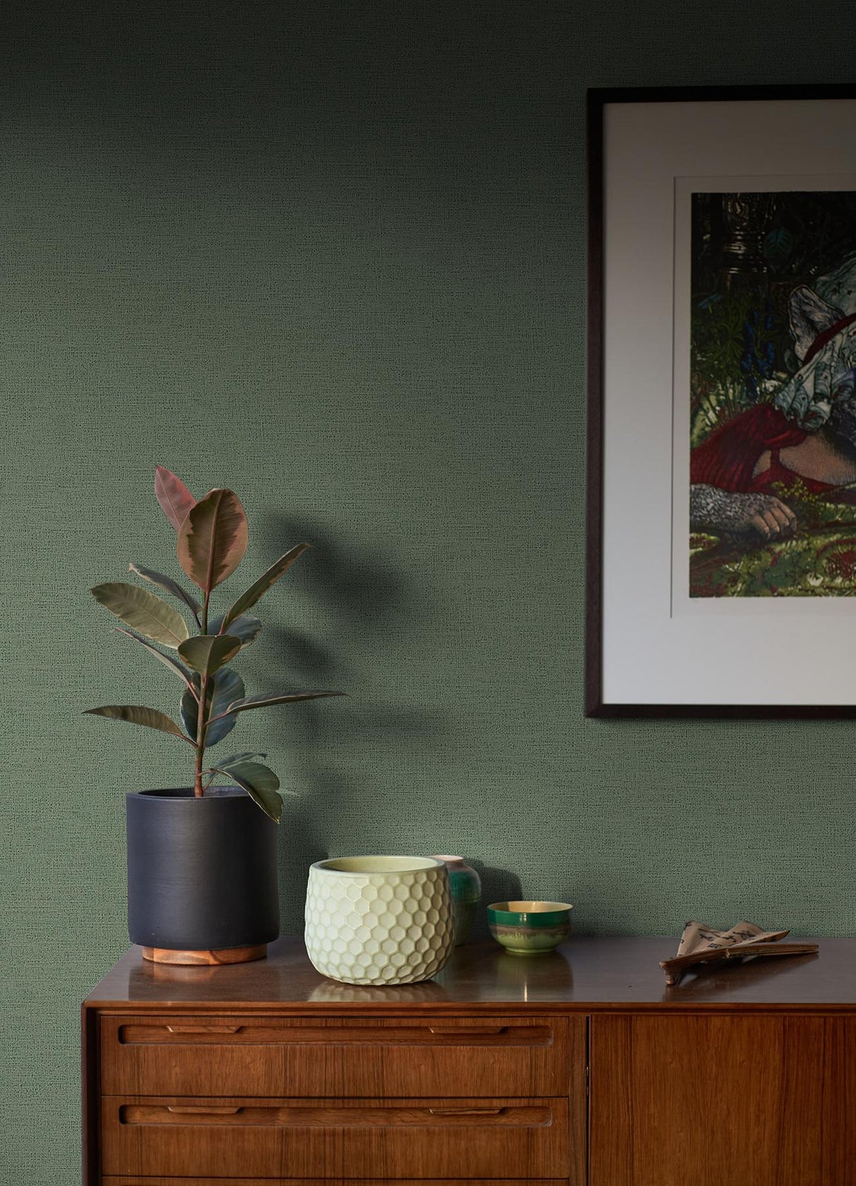 Advantage Estefan Dark Green Distressed Texture Wallpaper