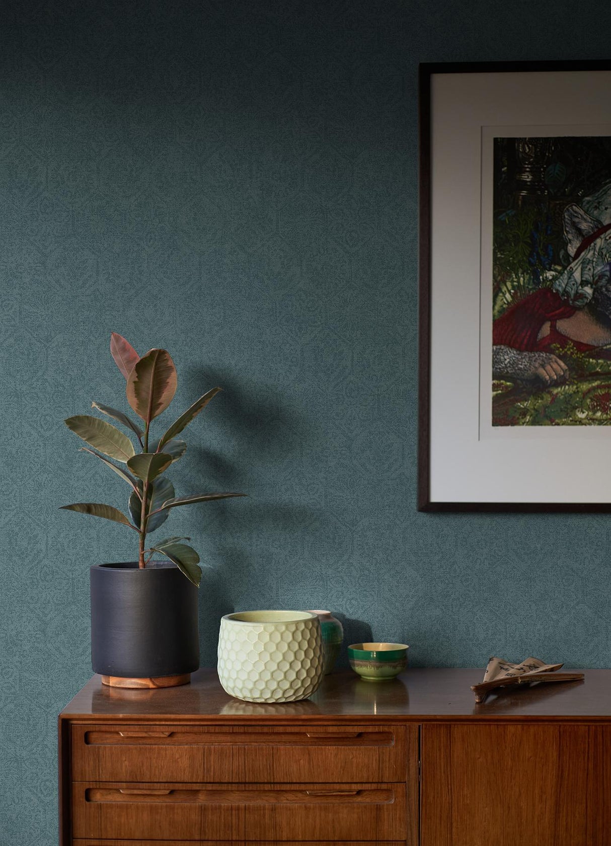 Advantage Edsel Blue Geometric Wallpaper