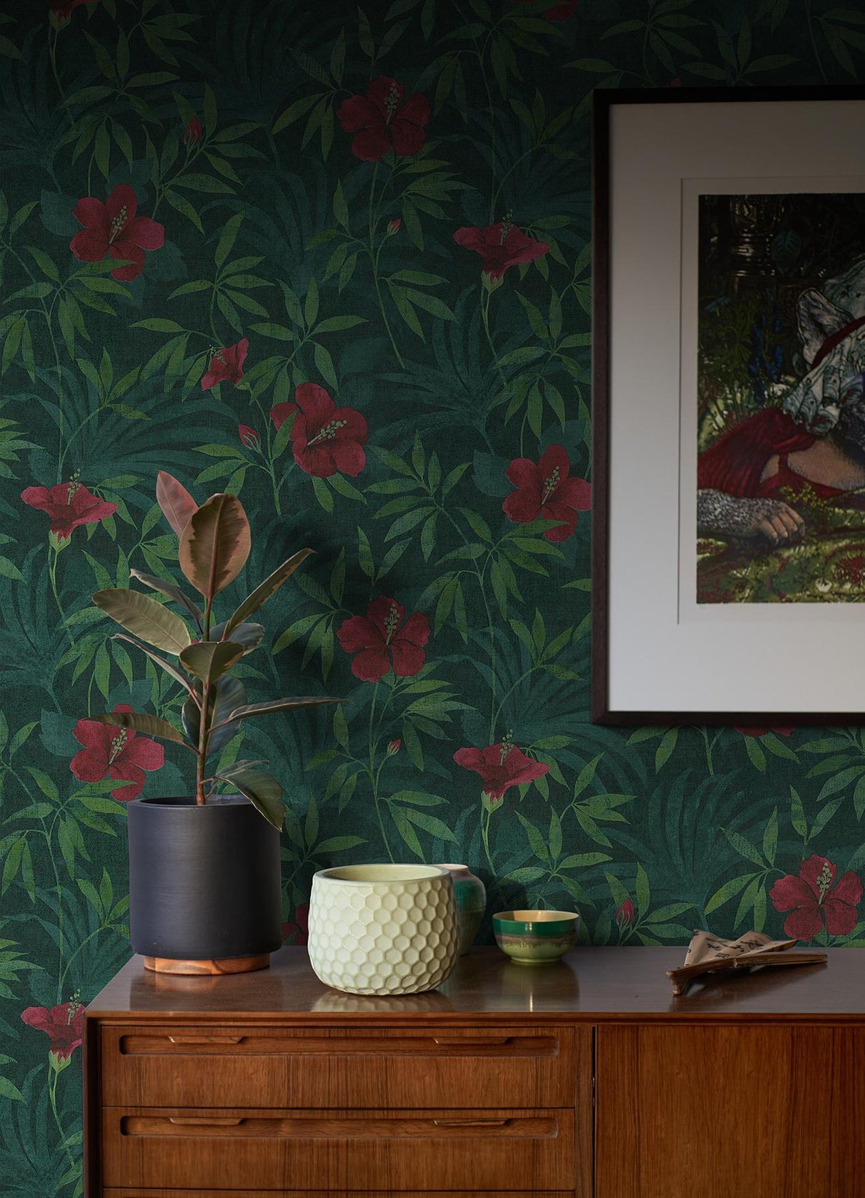 Advantage Malecon Green Floral Wallpaper