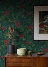 Advantage Malecon Green Floral Wallpaper
