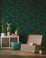 Advantage Malecon Green Floral Wallpaper