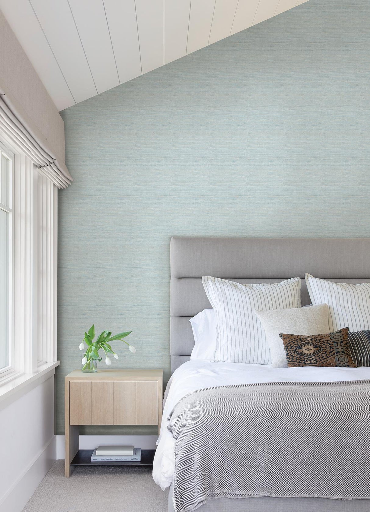 A-Street Prints Agave Sky Blue Faux Grasscloth Wallpaper