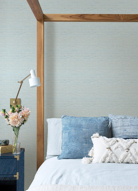 A-Street Prints Agave Sky Blue Faux Grasscloth Wallpaper