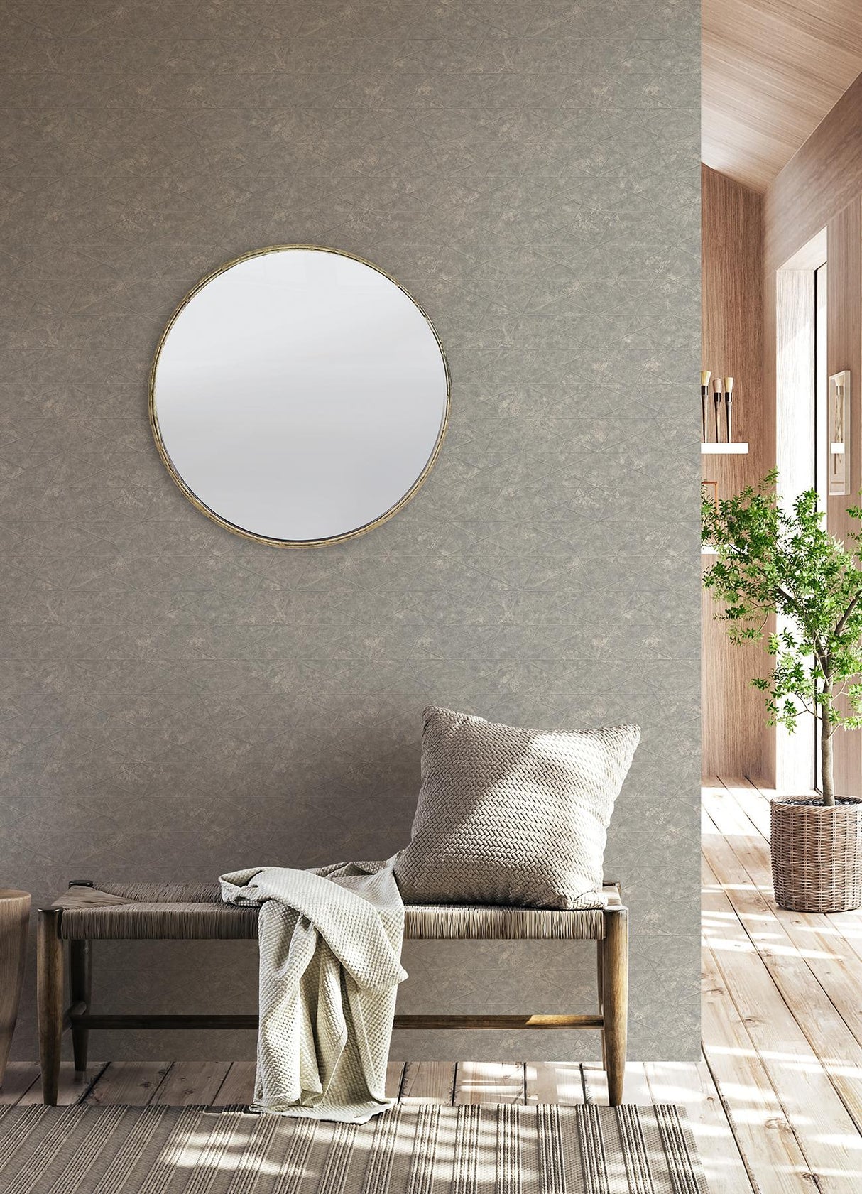 Advantage Seth Light Grey Triangle Wallpaper