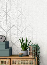 Advantage Hayden White Concrete Trellis Wallpaper