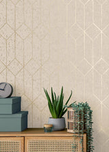Advantage Hayden Bone Concrete Trellis Wallpaper