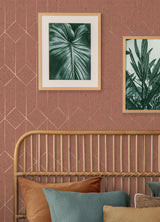 Advantage Hayden Raspberry Concrete Trellis Wallpaper