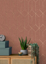 Advantage Hayden Raspberry Concrete Trellis Wallpaper
