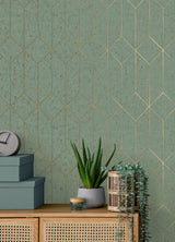 Advantage Hayden Mint Concrete Trellis Wallpaper