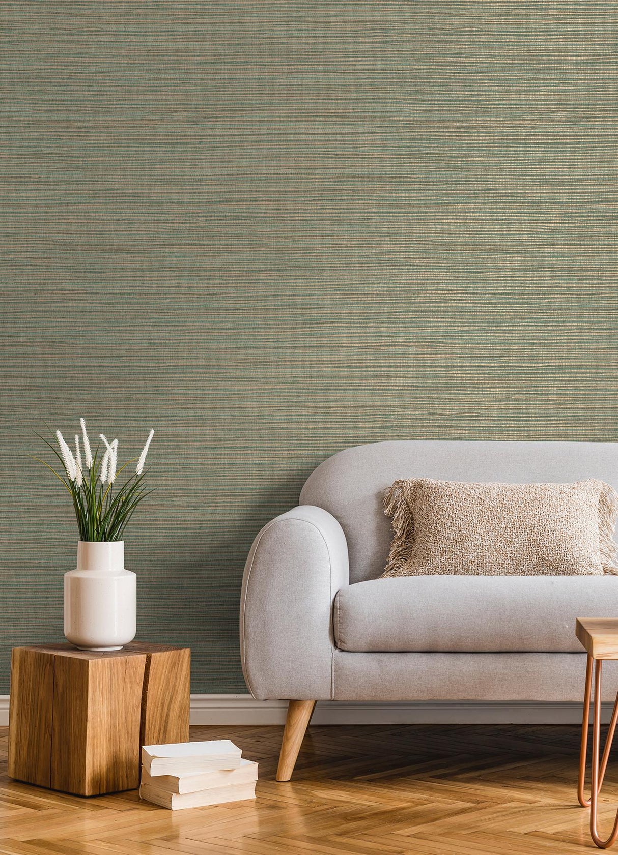 Advantage Alton Copper Faux Grasscloth Wallpaper