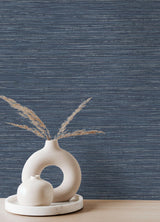 Advantage Alton Indigo Faux Grasscloth Wallpaper