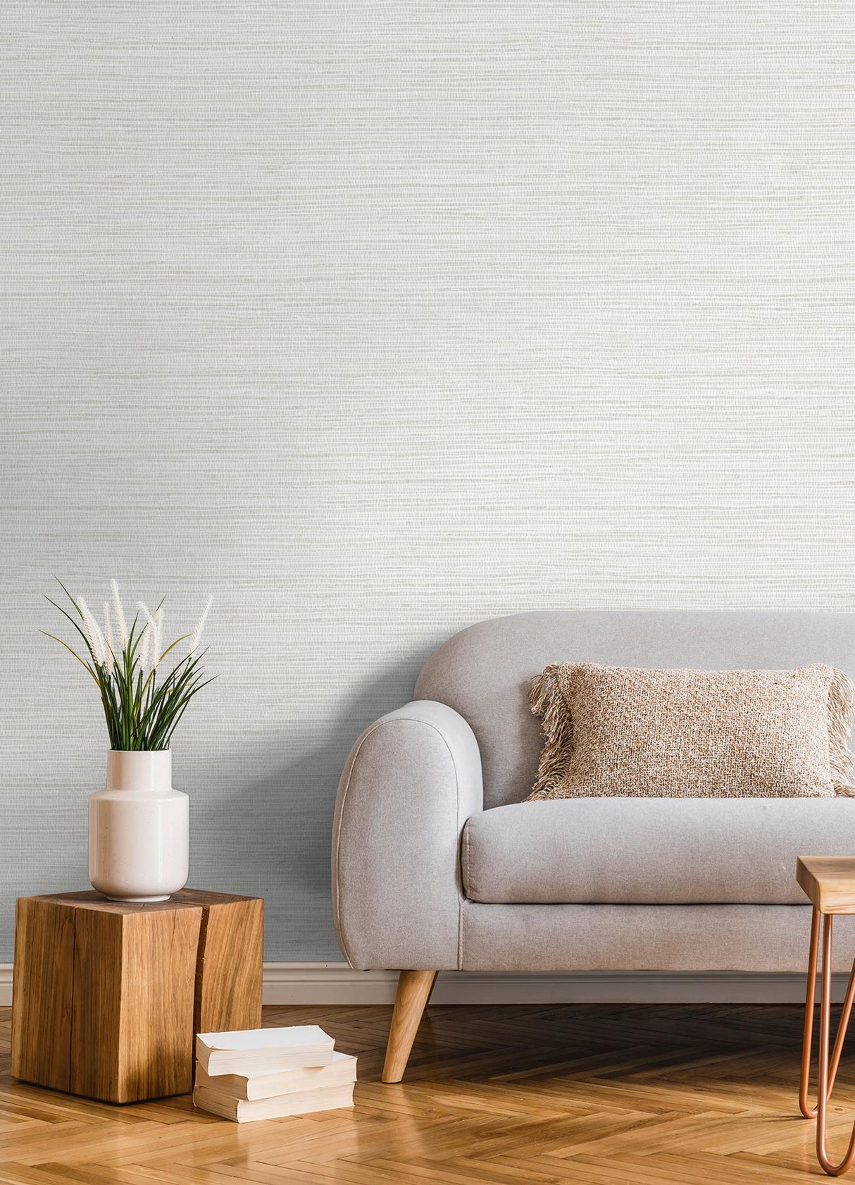 Advantage Alton Off-White Faux Grasscloth Wallpaper