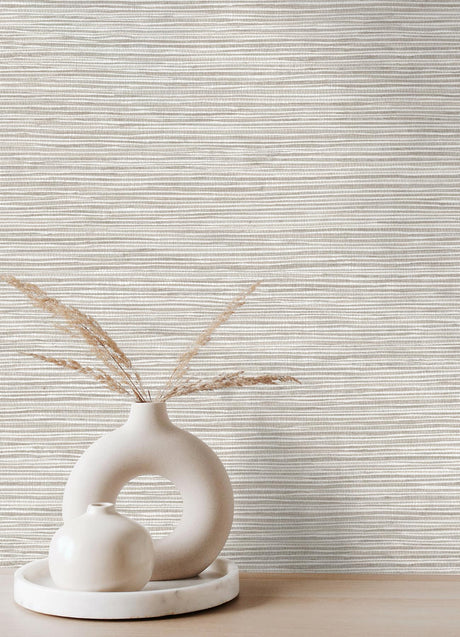 Advantage Alton Light Grey Faux Grasscloth Wallpaper