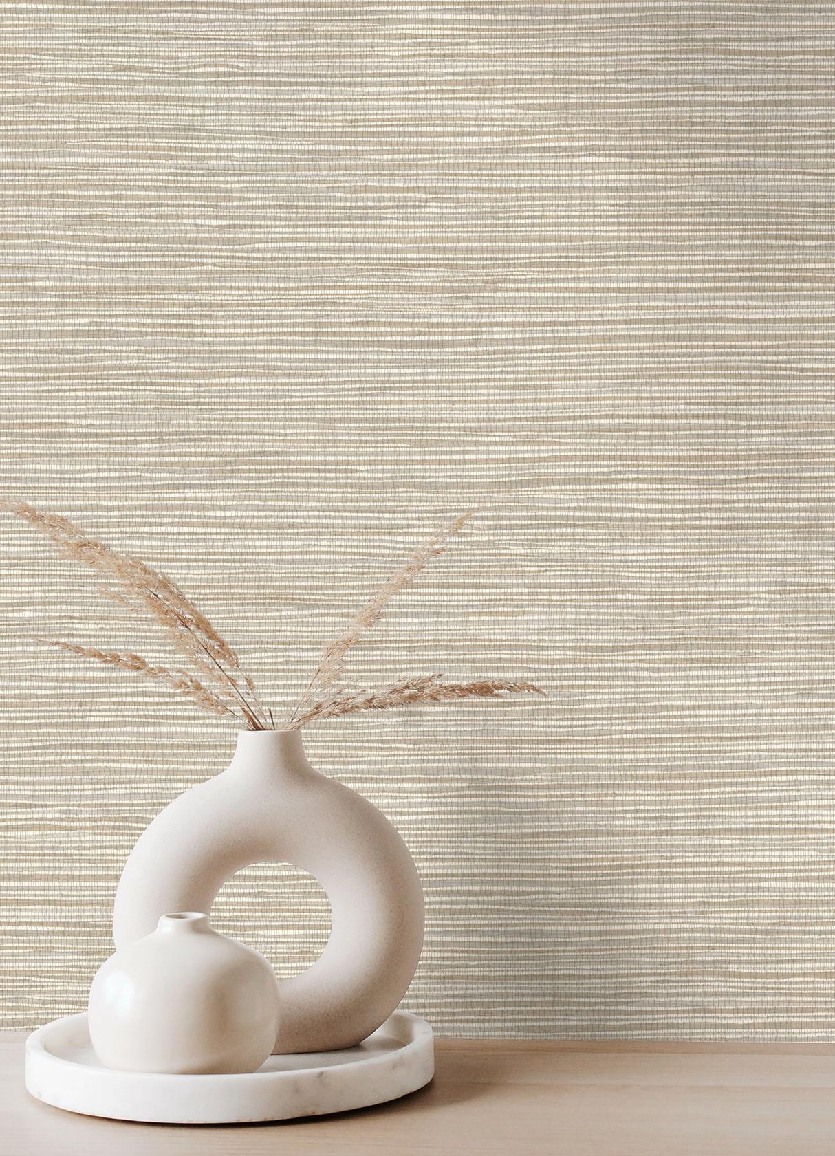 Advantage Alton Taupe Faux Grasscloth Wallpaper