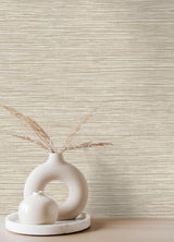 Advantage Alton Taupe Faux Grasscloth Wallpaper