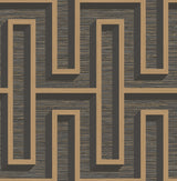 Advantage Henley Black Geometric Grasscloth Wallpaper