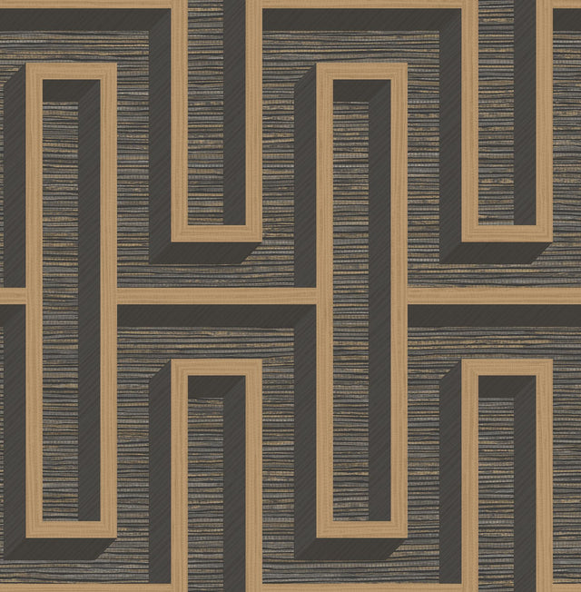 Advantage Henley Black Geometric Grasscloth Wallpaper
