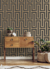 Advantage Henley Black Geometric Grasscloth Wallpaper