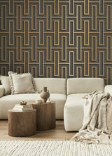 Advantage Henley Black Geometric Grasscloth Wallpaper